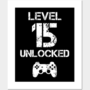 Level 15 Unlocked T-Shirt - 15th Birthday Gift Posters and Art